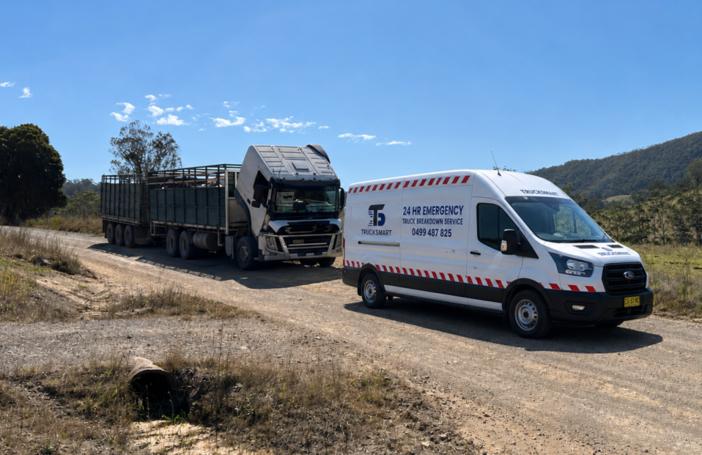 Trucksmart mobile van technician repairing a truck